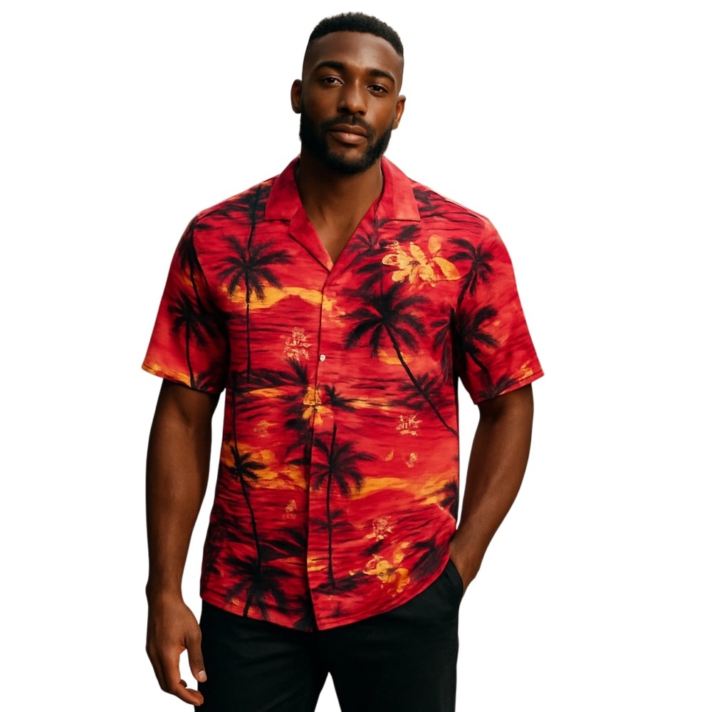 PALMWAVE HAWAII multicoloured shortsleeved 100% cotton pocketed button up shirt